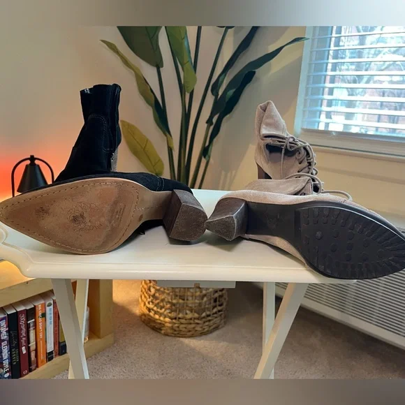 Women’s Ankle Booties in Black and Taupe - Stylish Everyday Heels - Picture 4 of 4